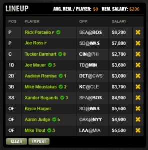 mlb draft kings 5-28-2017