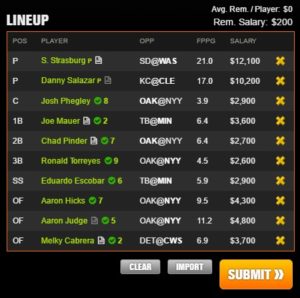 mlb draft kings early only 5-27-2017