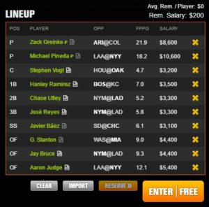 mlb draft kings 6-20-2017