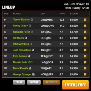 mlb draft kings 6-25-2017