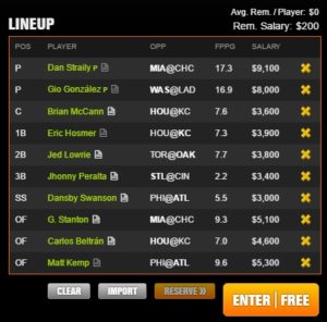 mlb draft kings 6-5-2017