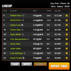 mlb draft kings late 6-24-2017