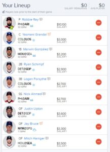 mlb fan duel late 6-24-2017